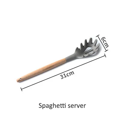 Spaghetti server Ермакова деревянная ручка кухонная посуда для выпечки антипригарная термостойкая силиконовая щелевая скребок-ложка ковш щетка венчик - Цвет: Spaghetti server