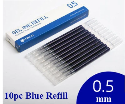 10pcs Blue Refill KACO красочные знак ручка 10 цвета, шариковая ручка с сердечником прочная ручка 0,5 мм для школьников/рабочий/KACO пополнения чернил - Цвет: 10pcs Blue Refill