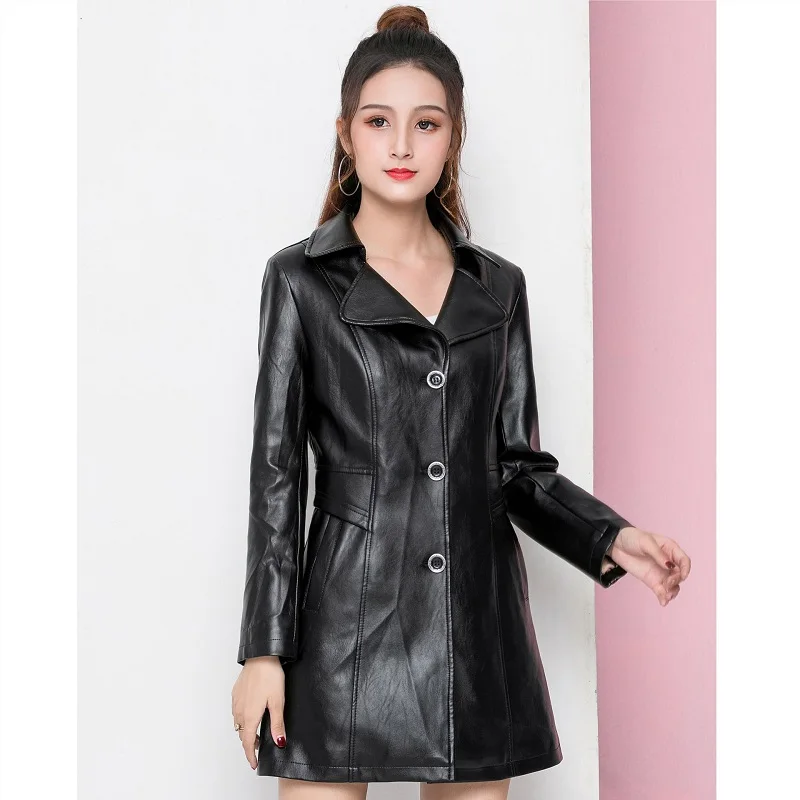 

Spring and autumn women's pu leather jacket Casual plus size coat