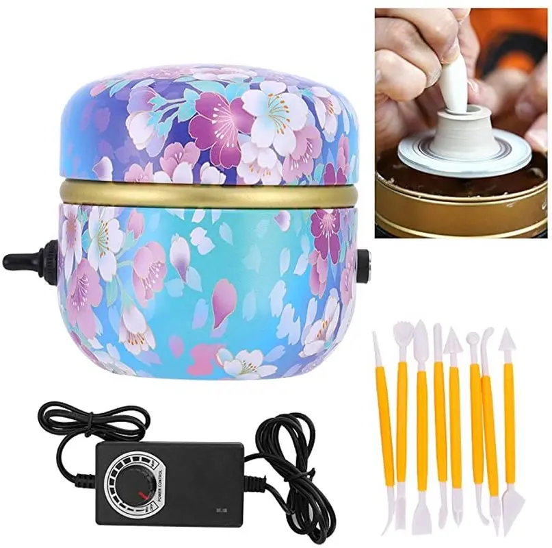 

Electric Pottery Wheel Mini Pottery Wheel Device Ceramic Art Ceramics Tools for Kids and Beginners DIY with Tray