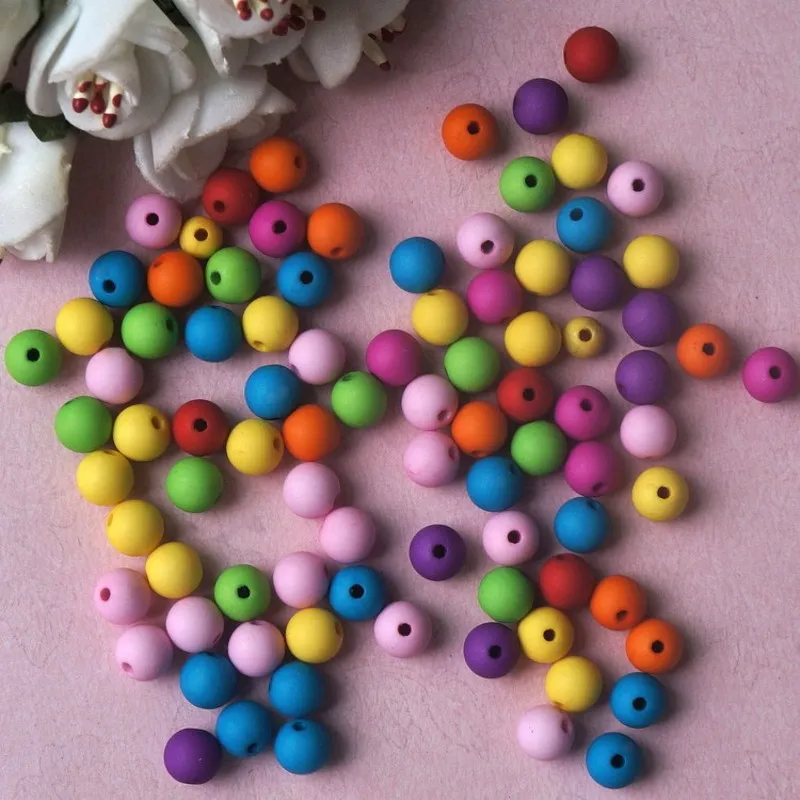

6mm 8mm 10mm Mixed Color Acrylic Frosting Round Beads For Jewelry Making DIY Bracelet Necklace Accessories