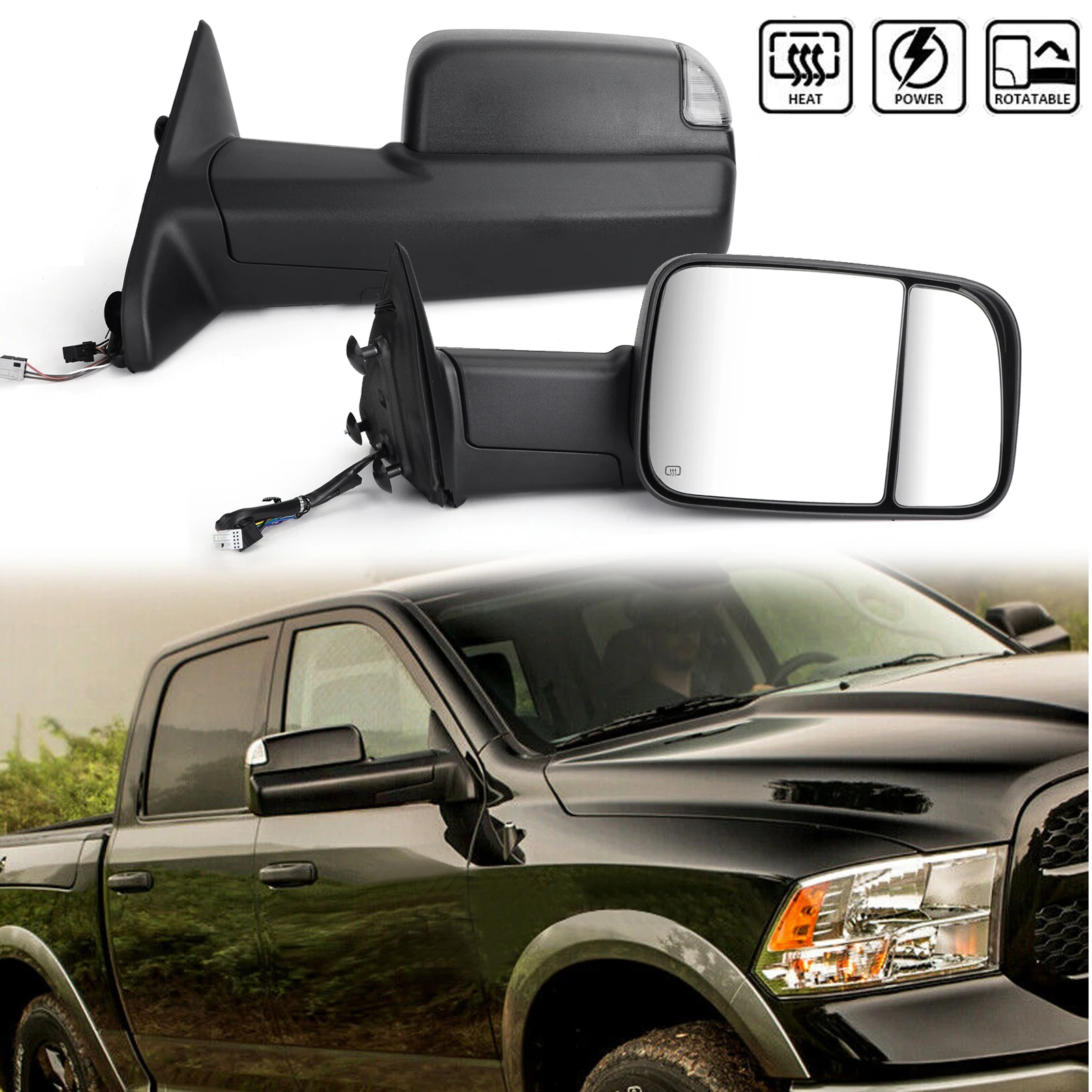 

Areyourshop мощность с подогревом флип буксировочные зеркала w/светодиодный лужа для Ram 1500 2500 2013-2015 сигнальная лампа зеркала автомобильные запчас...