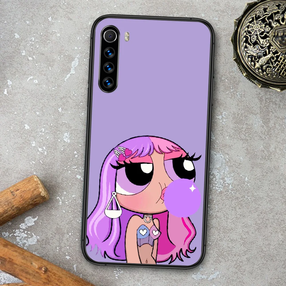 

Cartoon Powerpuffs Phone Case For Xiaomi Redmi Note 7 8 8T 9 9S 4X 7 7A 9A K30 Pro Ultra black Shell Soft Funda Fashion Cover