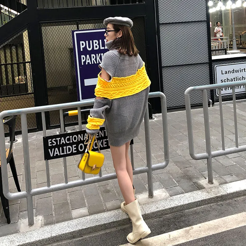 2019 зимний модный вязаный свитер с высоким воротником женская одежда женские