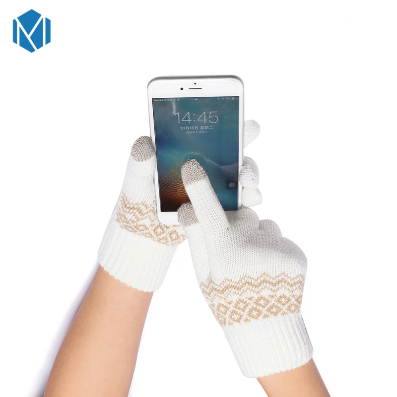 H Лидер продаж Модные Guantes для мужчин и женщин зимние теплые перчатки вязание снежинка шаблон полный палец перчатки и варежки Luvas - Цвет: Type 21