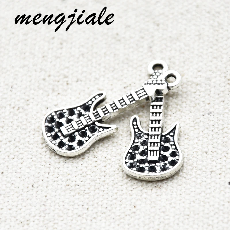 

16pcs Tibetan Silver Guitar Charms Alloy Metal Musical Instrument Pendants For DIY Jewelry Accessories Making 30*12mm