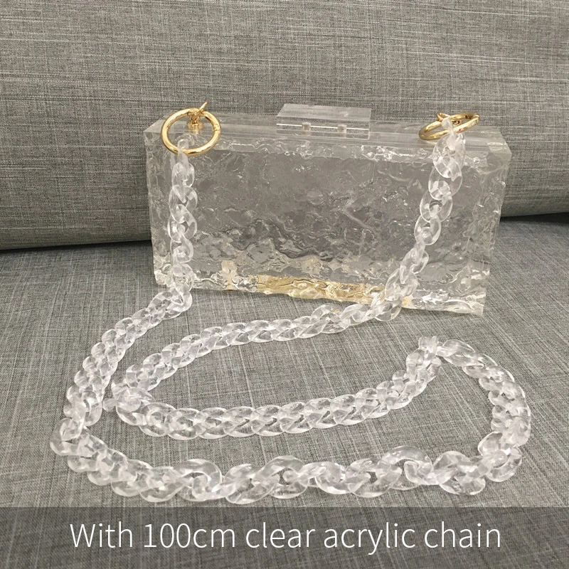 

Clear Ice Pattern Acrylic Box Evening Bag Women Luxury New Transparent Clutch Purses Ladies Acrylic Crystal Handbag High Quality
