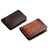 male vertical folding vintage genuine leather wallet rfid blocking men wallets business card holder card package money bag purse