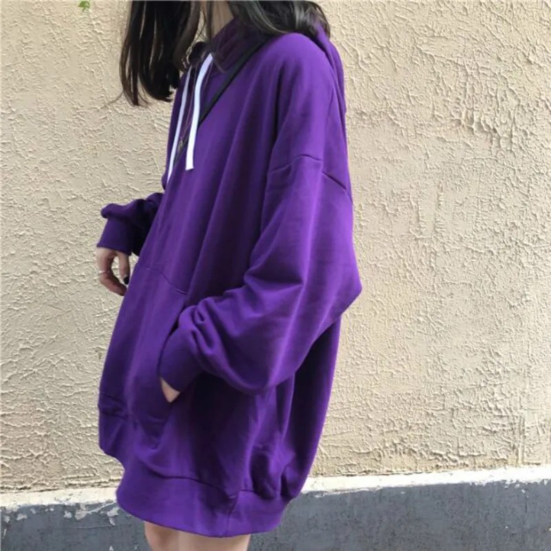 

Hoodies Women Solid Streetwear Large Female Spring Autumn New Korean Style Ulzzang Thin Harajuku Students Loose Womens Clothing