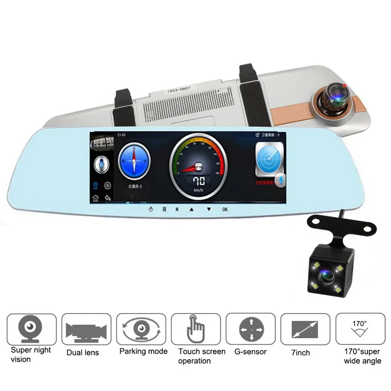 1 pc accessory Автомобильный видеорегистратор, камера " Full HD 1080 P, сенсорный экран, ночное видение, зеркало заднего вида, видео видеорегистратор, двойной объектив, обратное изображение, видеорегистратор - Название цвета: 1 pc accessory