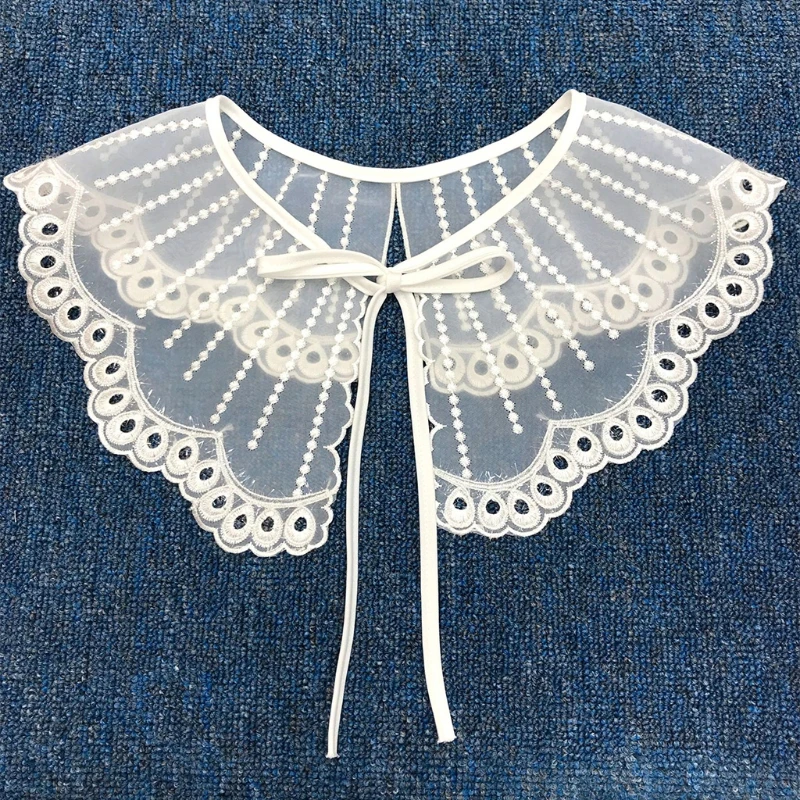 

Women Girls Dress Fake Collar Shawl Embroidery Floral Lace Half Shirt Necklace Butterfly Shape Dickey Mini Jacket Poncho