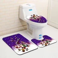 snowman bath mat 3 pcs bathroom mat decor washable for u shaped toilet lid cover bath rug non slip floor pad winter snowflake