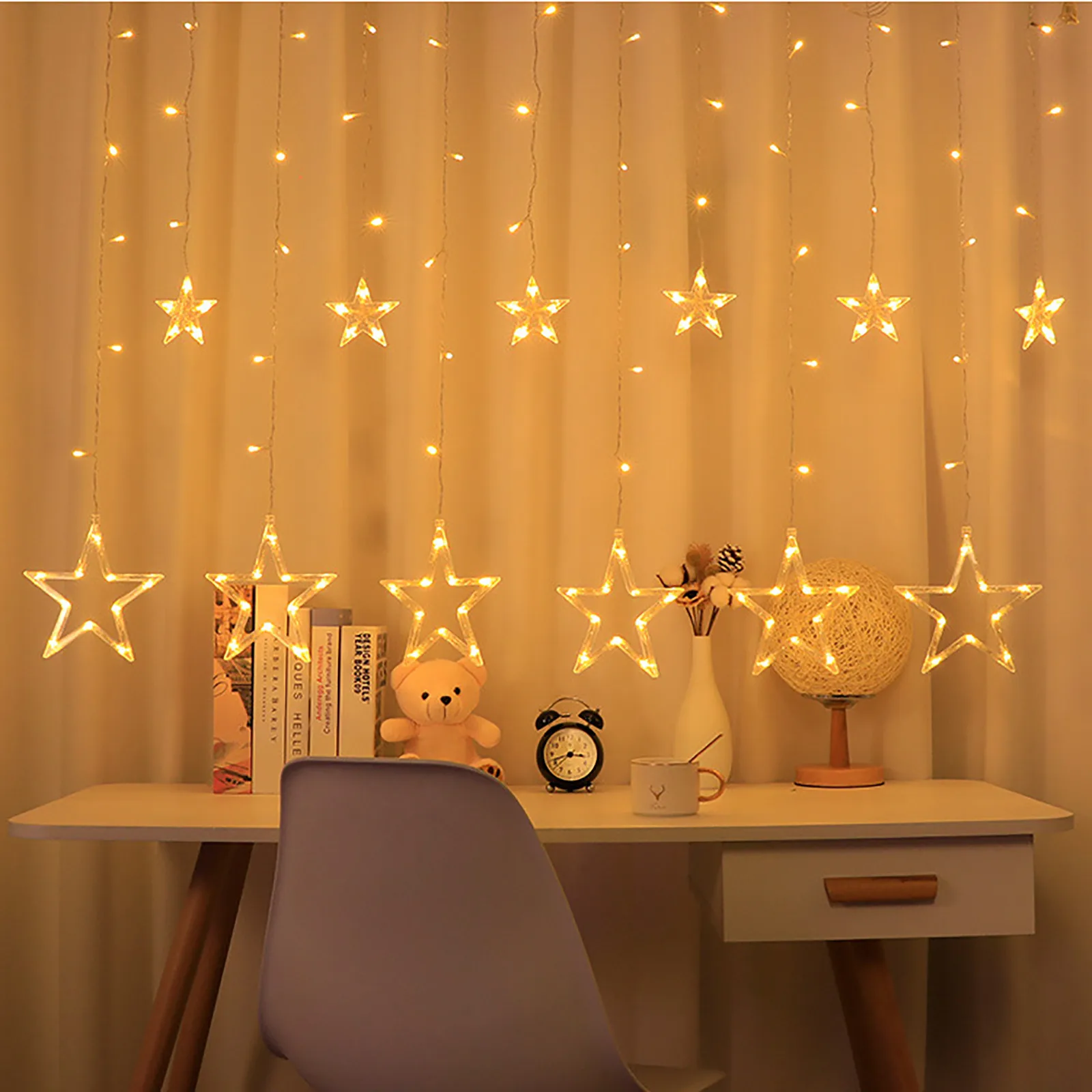 СВЕТОДИОДНАЯ Гирлянда со звездами и луной теплое романтическое праздничное