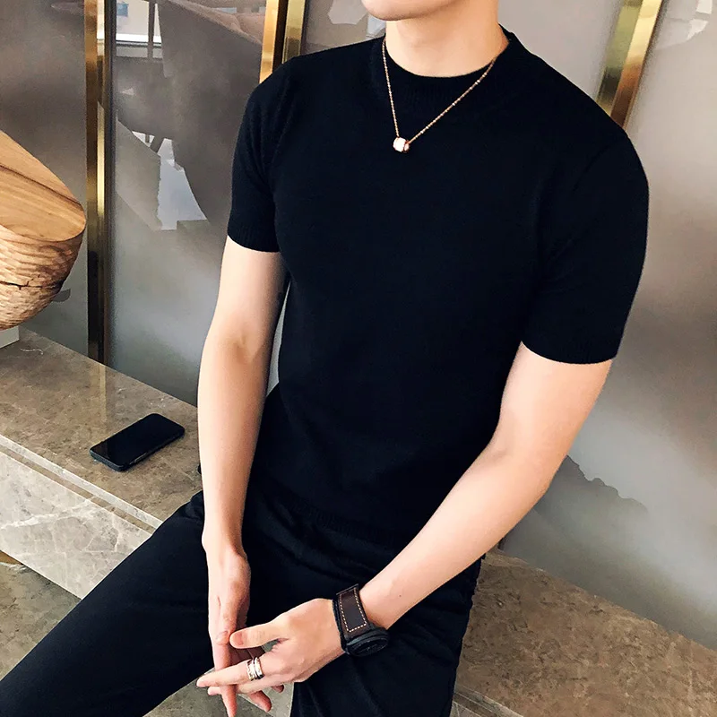 2019 премиум бренд Модные мужские летние тонкие повседневные трикотажные