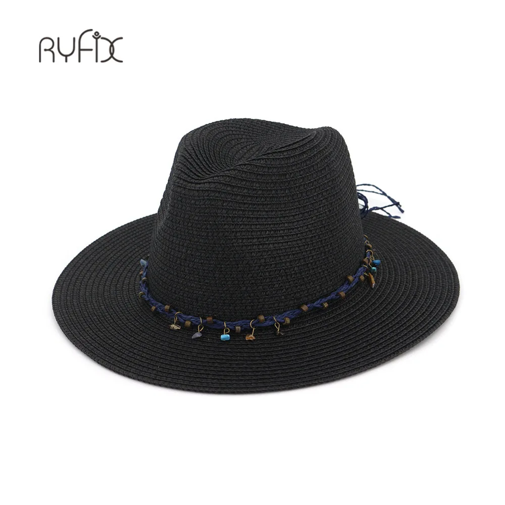 Шляпа мужская соломенная с камнями Панама от солнца в западном стиле для женщин и