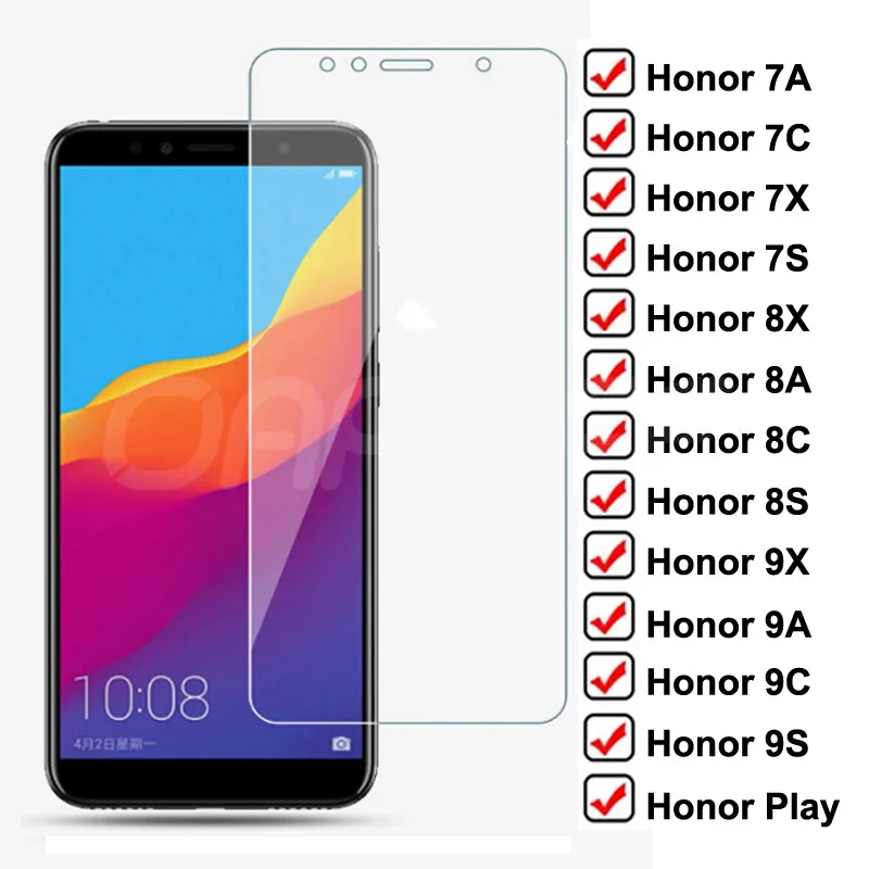 Защитное стекло 9H для Huawei Honor 7A 7X 7C 7S 9X 9A 9C 9S 8X 8A 8C 8S Play закаленное|Защитные стёкла и