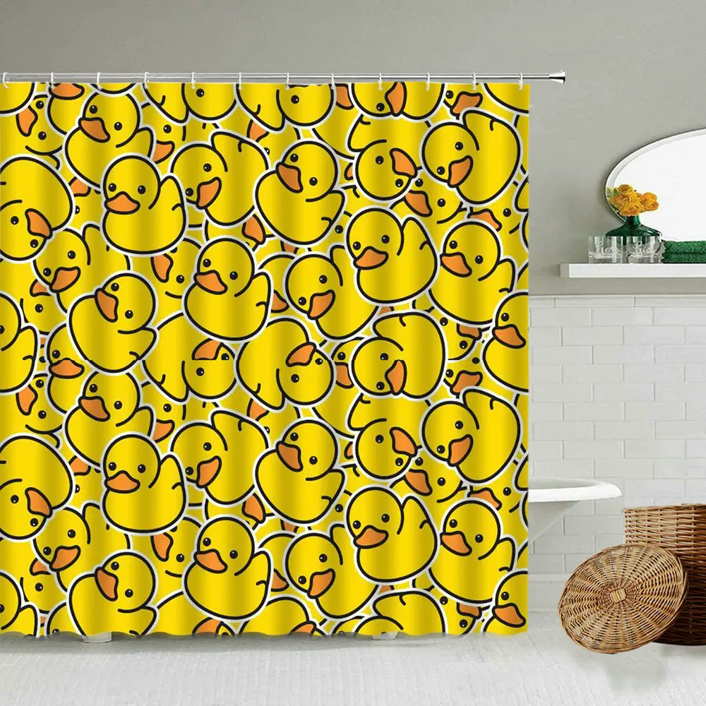 

Cute Animal Little Yellow Duck Shower Curtain Cartoon Children Toy Poster Boy Girl Bathroom Wall Decoration Waterproof Screen