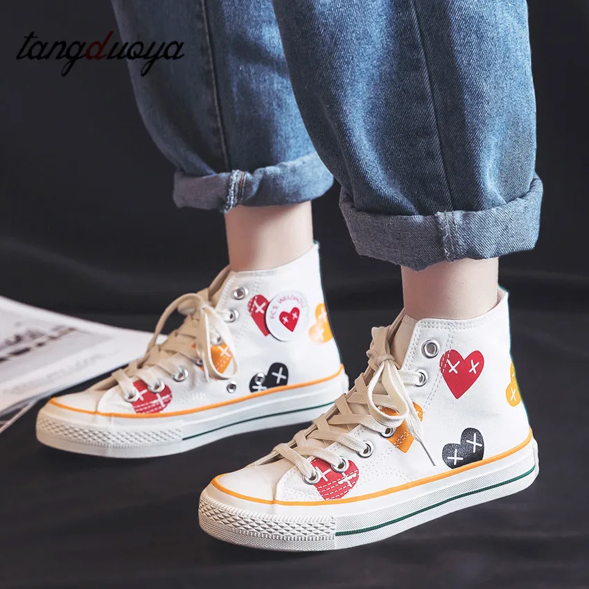 Женские парусиновые туфли с высоким берцем кроссовки на плоской платформе