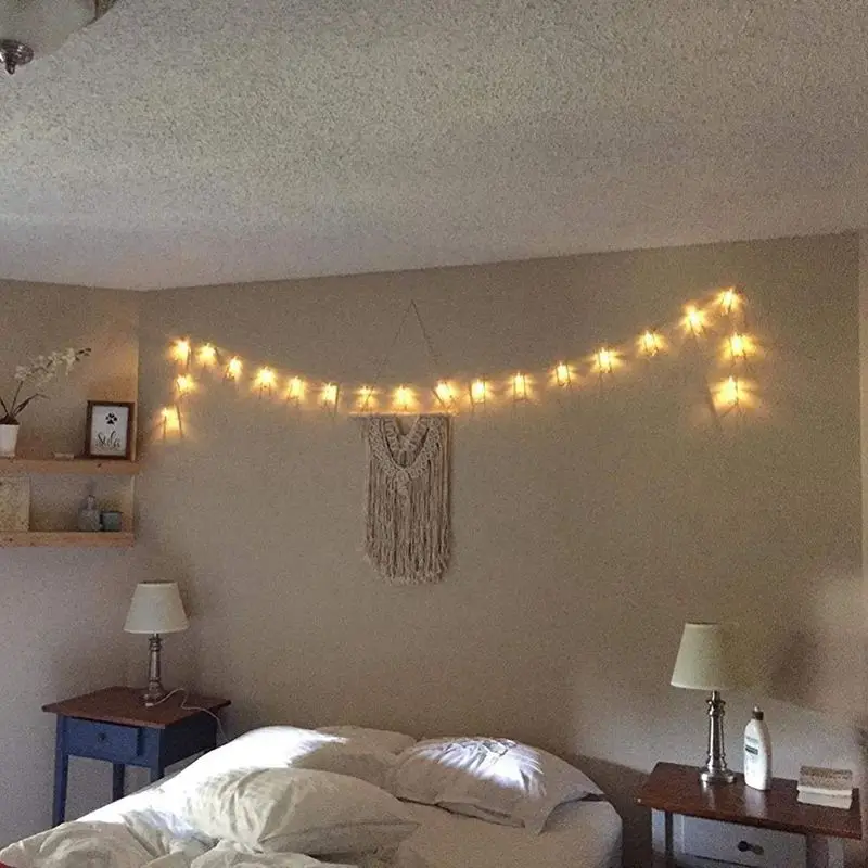 

20 LED Rose Gold Geometric Fairy Lights - USB Powered, Boho Metal Cage Bedroom String Lights for Wedding Decorations Party Indoo