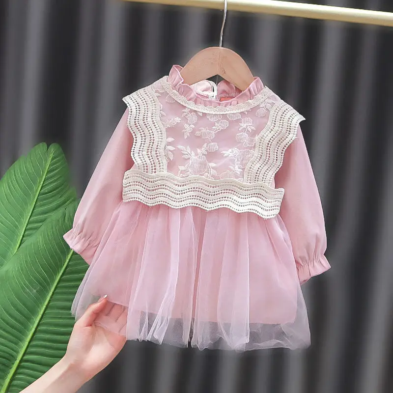 

Spring Autumn Girls Baby Long Sleeve Dress Clothes Set Toddler Baby Dress Children Lace Princess Dress 9M-4T
