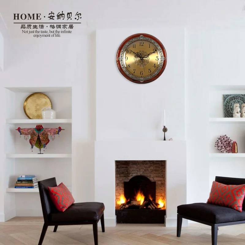 Большие настенные часы из массива дерева в стиле ретро креативные для гостиной