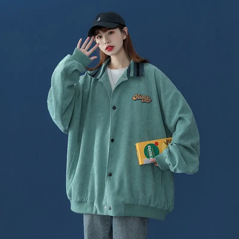 

Бейсбольная форма для женщин, новинка 2022, модная базовая свободная корейская модная Вельветовая куртка, универсальная повседневная спорти...