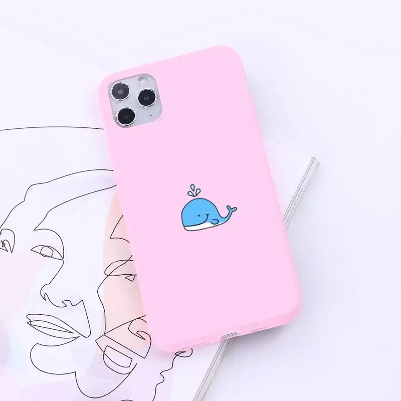 

Cute cartoon fruit watermelon animal whale Phone Case Candy Color for iPhone 6 7 8 11 12 s mini pro X XS XR MAX Plus