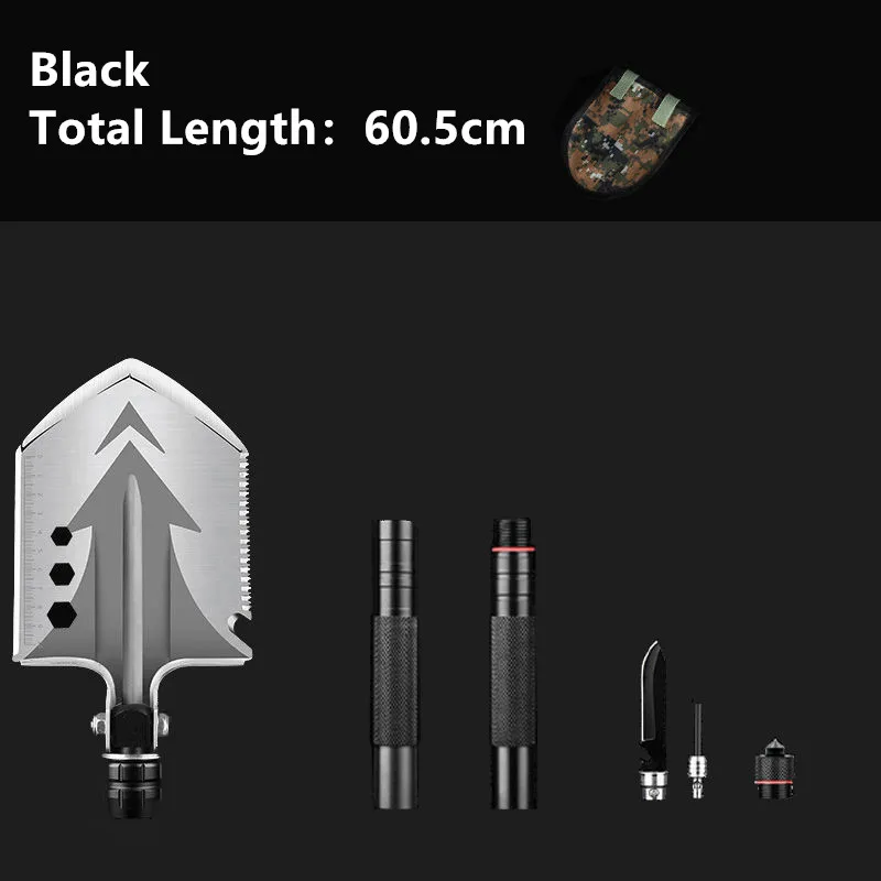 Black 60.5cm HS инструменты военный портативный складной нож-Лопатка для наружного кемпинга пешего туризма альпинизмом многофункциональная лопата для выживания в чрезвычайных ситуациях - Цвет: Black 60.5cm