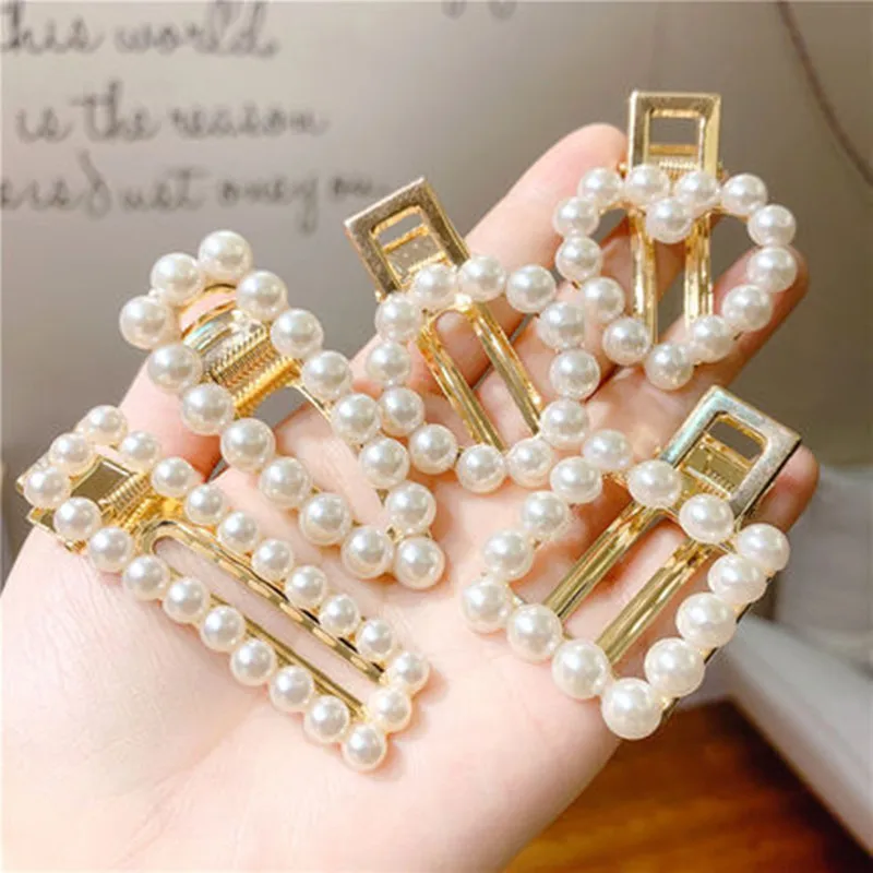 

Korean Style Hair Grips Elegant Alloy Pearl Hair Clips Fashion Hairpin Geometric Barrettes Woman Hair Accessories Girls Jewelry