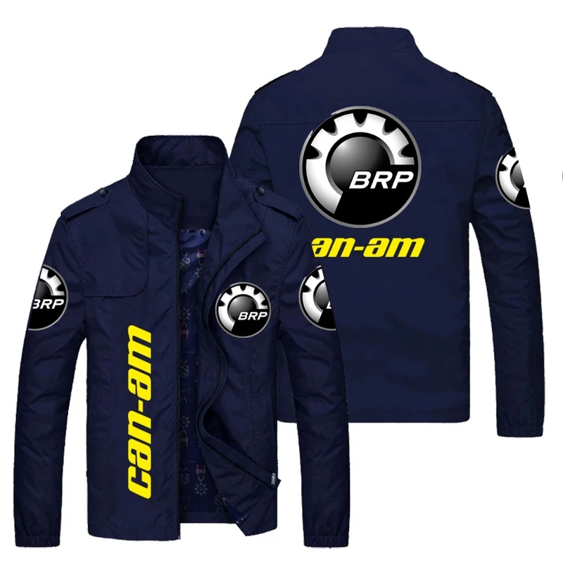 

2021 New Men Spring Autumn Brp Can-am Logo Stand Collar Casual Sweatshirt Long Sleeve Zipper Cardigan Jacket
