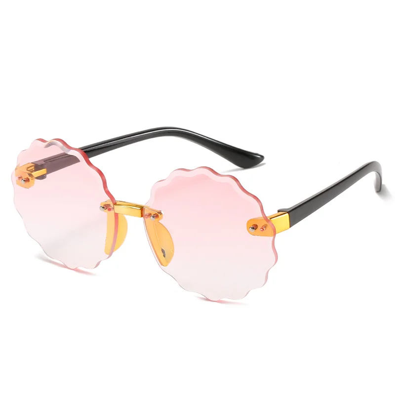 Круглые детские очки без оправы с милой оправой серые синие линзы модные