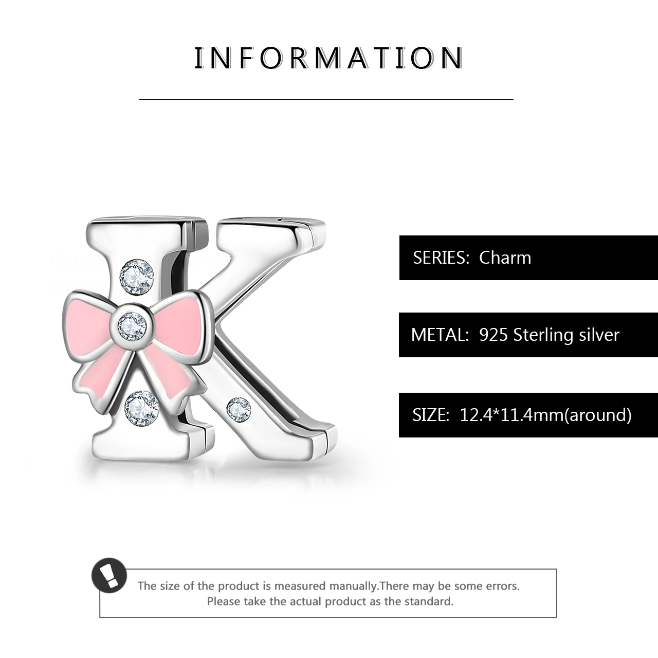 Новинка розовый бант буквы K в форме стерлингового серебра 925 пробы Клипсы из