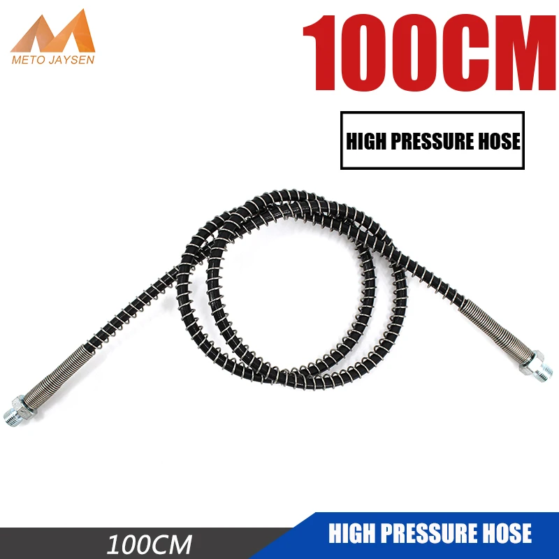 PCP  Pneumatics Air Pump High Pressure Nylon Hose with Spring Wrapped 100cm Long M10*1 Male x M10*1 Male thread NH100
