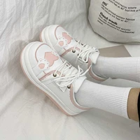 kawaii shoes women sneakers white round head platform causal sports student cute pink girl lolita fashion flats 2021 spring