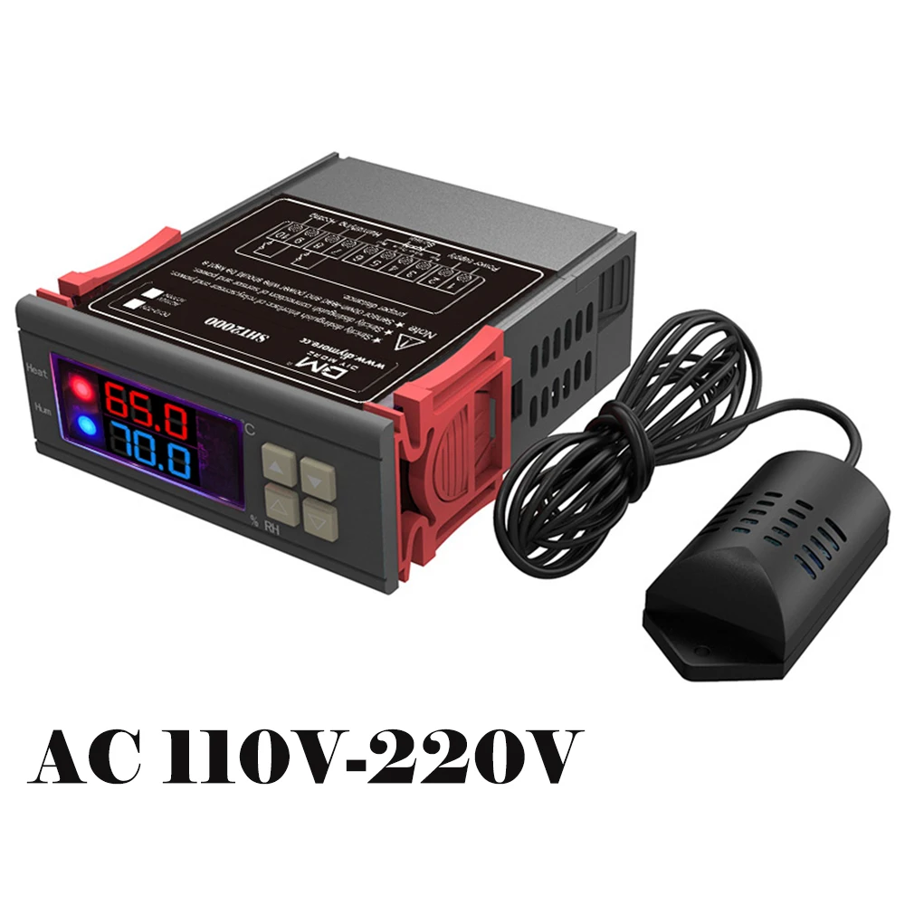 AC 110V-220V 10A Цифровой регулятор температуры и влажности, домашний термостат для холодильника, гигрометр SHT2000 AC 110V 220V DC 12 V-72 V - Цвет: AC 110V-220V 10A