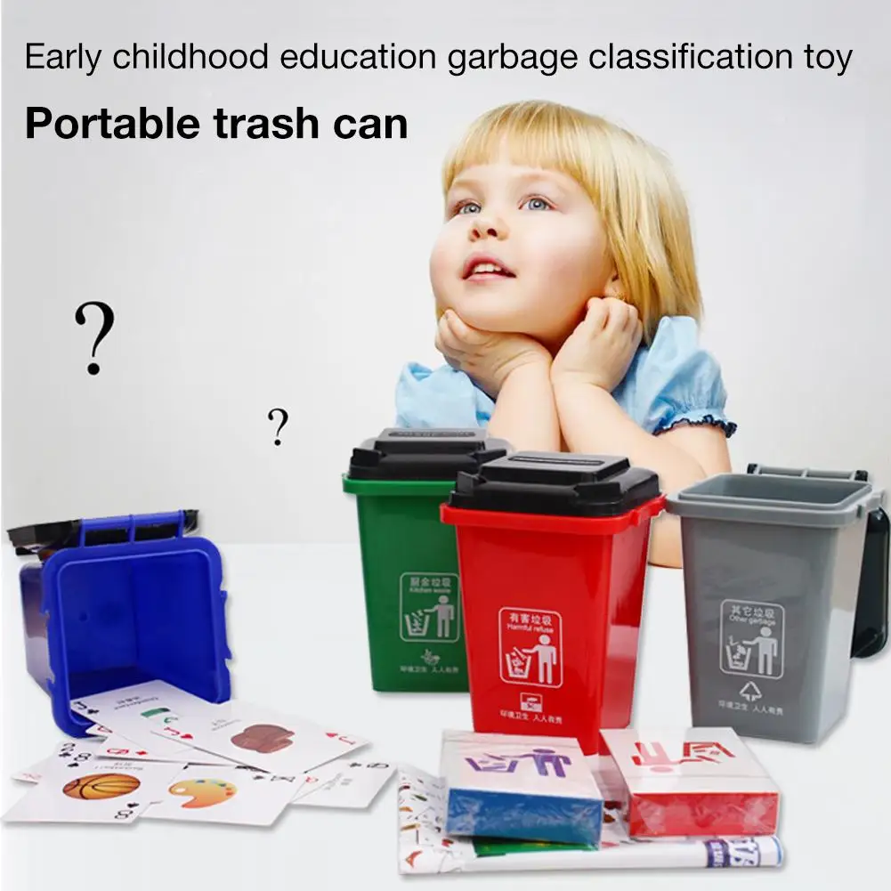 Mini Trash Can Toy Portable Outdoor Garbage Classification Learning Toys for Kids Card Game Board |