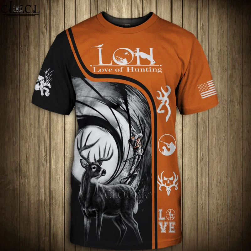 

HX Newest Retro Design T Shirt Love of Hunting Pattern Print Tops Hoodie Casual Tees Women Men's T-Shirt Clothing Drop Shipping