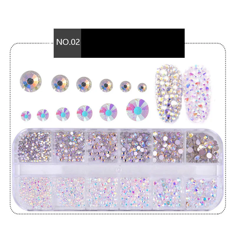 1 коробка многоразовые стеклянные стразы смешанные цвета плоский задник AB