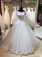 ball 2018 vintage lace long sleeve bridal gown lace up vestido de novia real image robe de mariage mother of the bride dresses