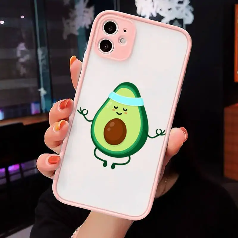 

Cute cartoon aguacate Fitness fruit Phone Cases Matte Transparent for iPhone 7 8 11 12 s mini pro X XS XR MAX Plus cover funda