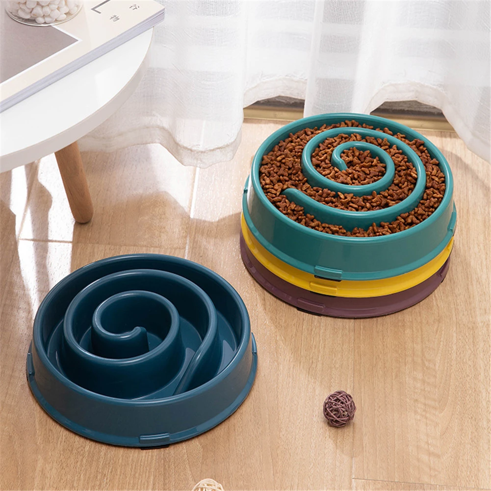 Pet Dog Bowl Slow Feeder Plastic Puppy Cat Eating Dish Bowl Anti-gulping Food Plate Feeding Dog Cat
