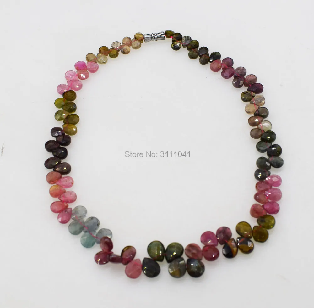 Ожерелье-чокер из разноцветного турмалина 5-10 мм 6 А 38 см