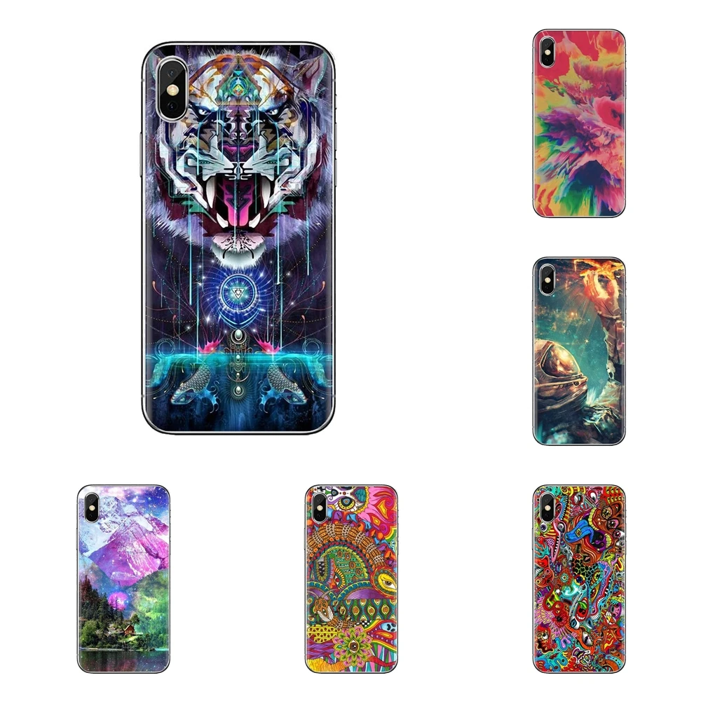 For Xiaomi Mi4 Mi5 Mi5S Mi6 Mi A1 A2 5X 6X 8 9 Lite SE Pro Max Mix 2 3 2S TPU Skin Cover drawing surreal colorful psychedelic |