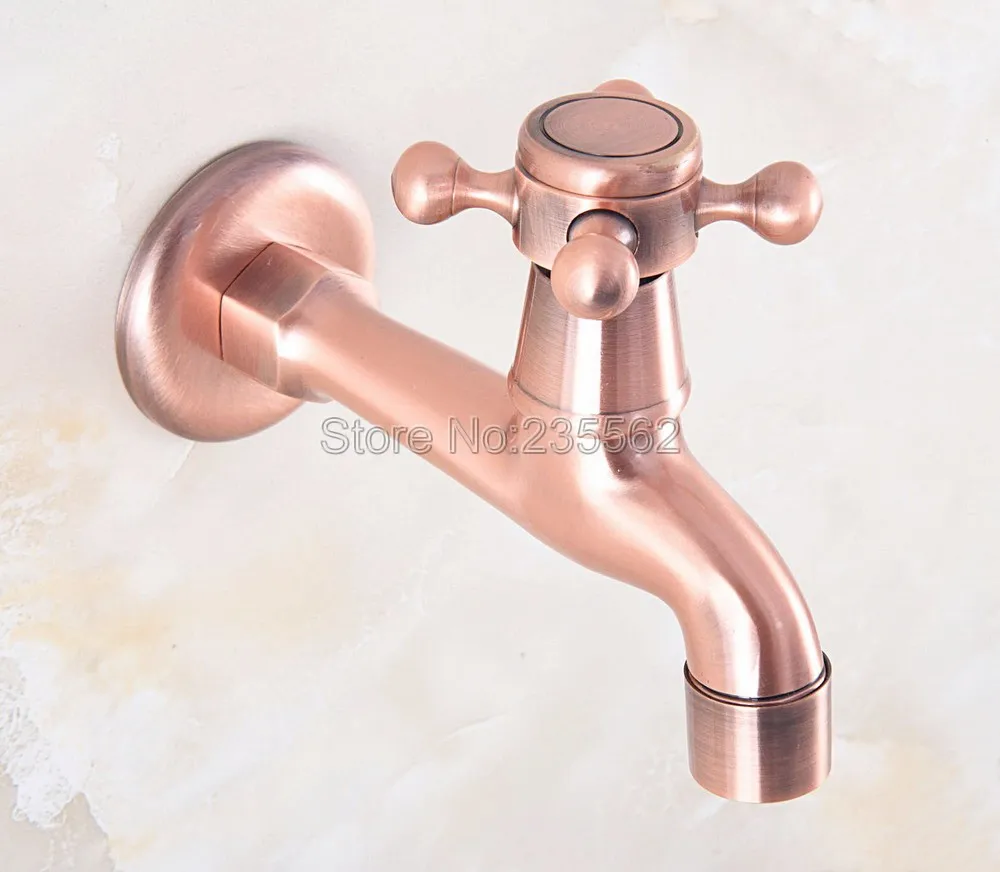 

Antique Red Copper Wall-mounted Mop Pool Sink Tap for Kitchen Bathroom Garden Single Handle Cold Water Faucet Lav324