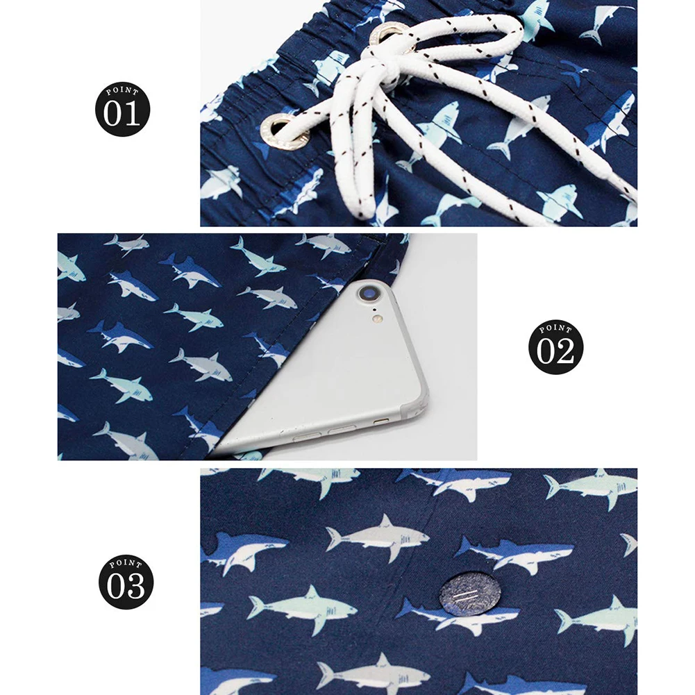 

Men Sports Running Pants Printed Loose Drawstring Beach Shorts Quick Drying Casual Pocket Male Swimming Surfing Pants Size M-XL
