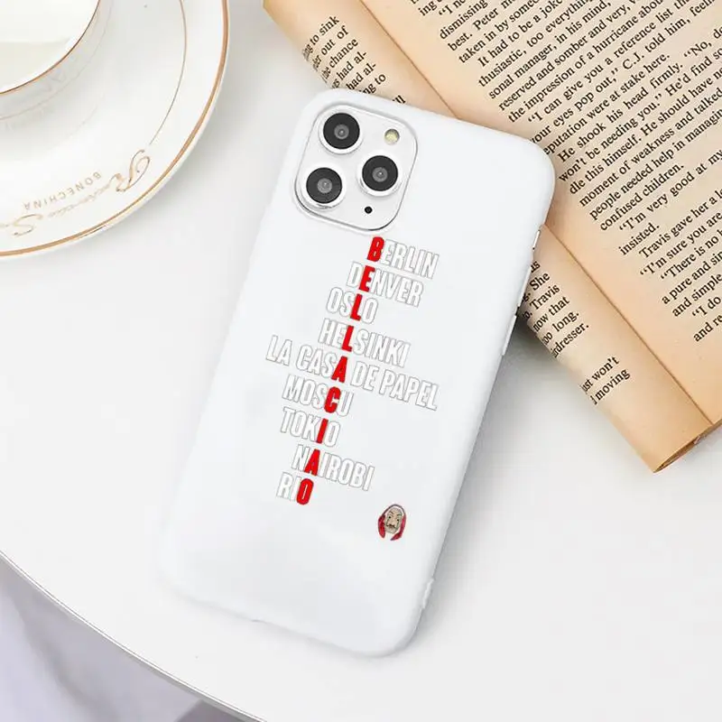

Spain TV Money Heist House Paper Phone Case Candy Color White for iPhone 11 pro XS MAX 8 7 6 6S Plus X 5S SE 2020 XR