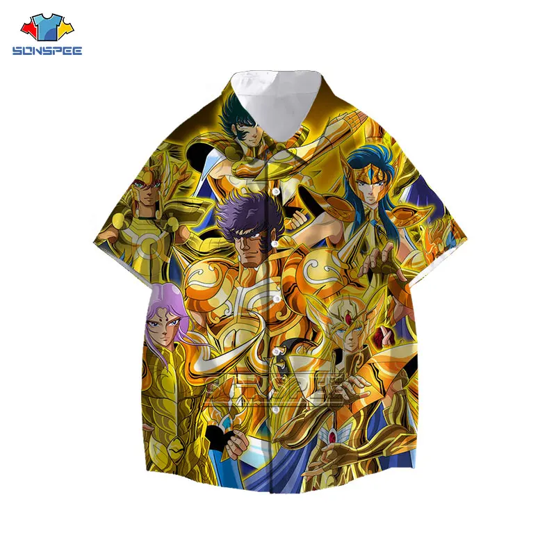

Japan Classic Anime Saint Seiya Shirt 3D Print Summer Casual Men Hawaiian Shirts Fashion Streetwear Women Pullover Short Sleeve