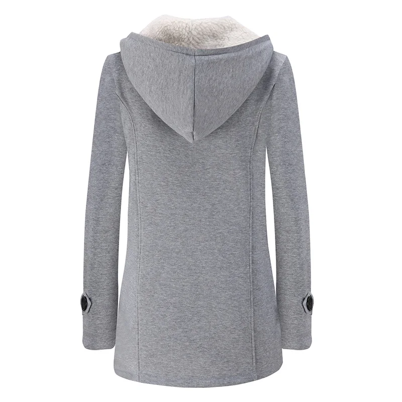 ANSELF толстовки Женская куртка с капюшоном 3XL 5XL плюс размер теплая Дафлкот пуговица для пальто молния спереди Зимняя парка пальто; женская верхняя одежда