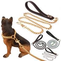 metal durable dogs leash strong stainless steel dog traction rope chain solid pet leash long for large dogs pitbull pet supplies