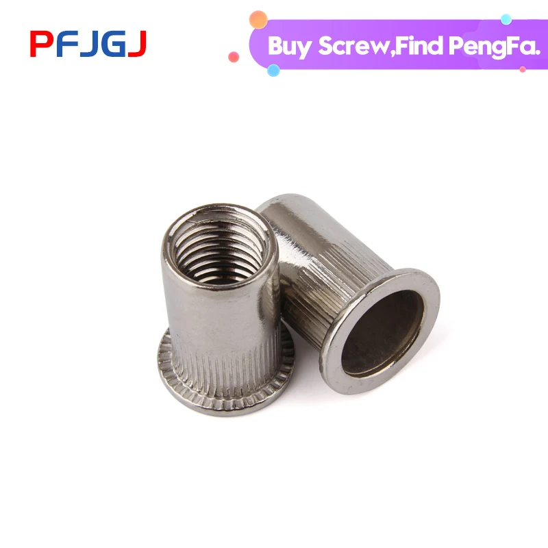 

Peng Fa 304 Stainless Steel Flat Head Riveting Nut with Vertical Ribbed Stripes M3M4M5M6M8M10M12